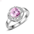 Grands anneaux femelles de marqueterie de pierre rose de diamant d&#39;acier inoxydable de mode